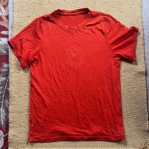 Icebreaker kids shirt fire orange “Born In Nature” merino wool big kid M L used